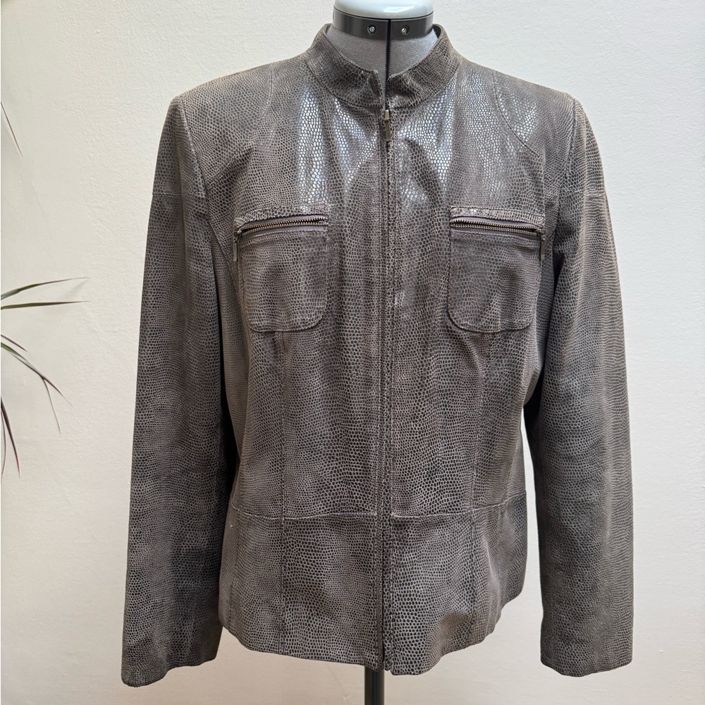 Y2K Vintage Leather Alfani Textured Gray Jacket